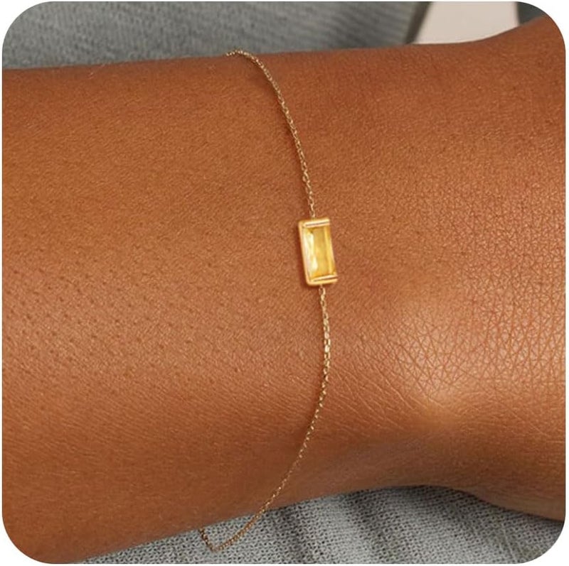 FUNEIA Birthstone Gold Bracelets for Women Non Tarnish Trendy Dainty 14K Gold Plated Bracelet Stack Stackable Blue Green May Emerald Friendship Bracelets Jewelry Gifts for Mom Best Friend - Image 1